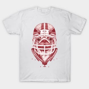 American Pug Football Red T-Shirt